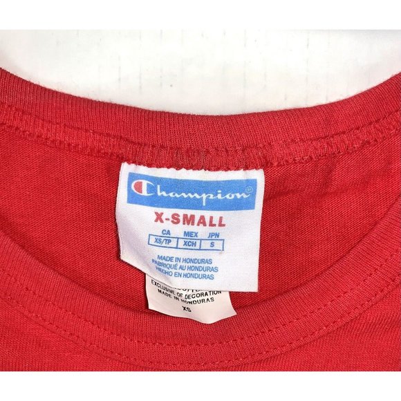 Vintage 90’s Champion Blue Bar T-Shirt Rare Tweed Embroidery Size XS Men RARE - Picture 5 of 6